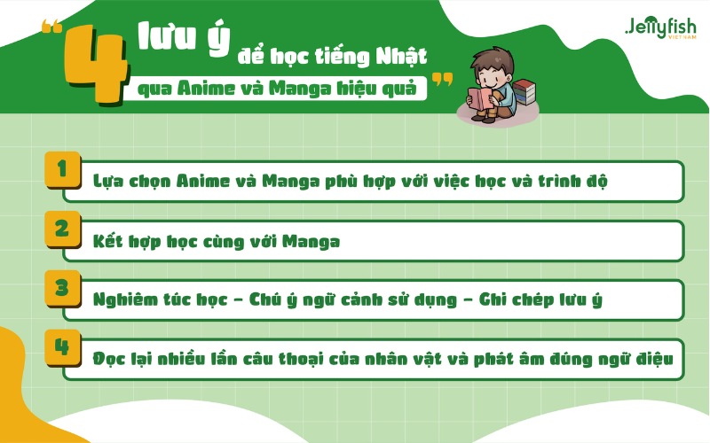 4 lưu ý khi học tiếng Nhật qua Anime & Manga